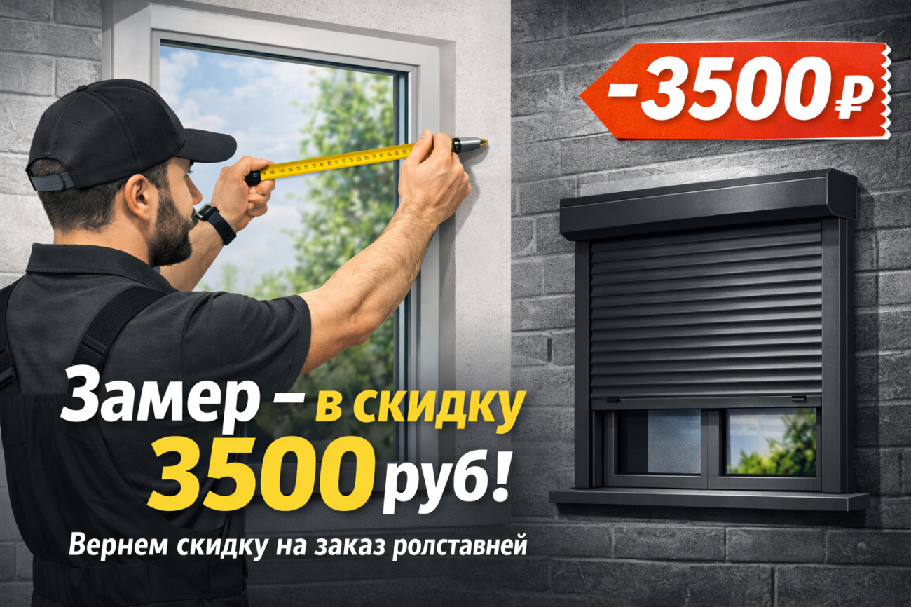 Замер в скидку: 3500 руб. возвращаем на заказ рольставней