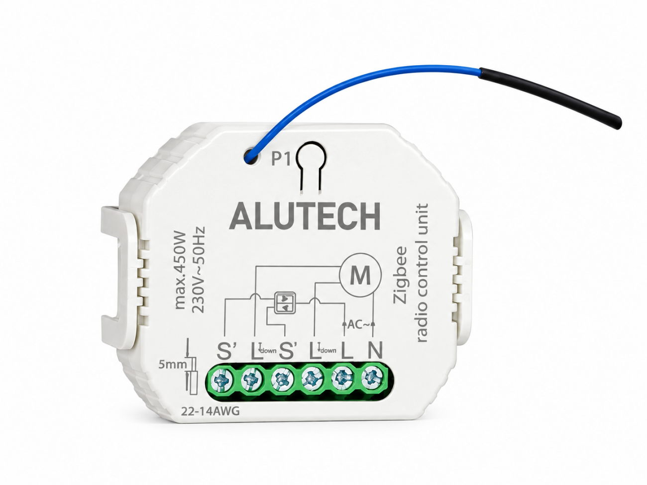 ALUTECH CUR/Sm - встраиваемый блок радиоуправления Zigbee 3.0 для рольставен с базовыми электроприводами без встроенного радиоприёмника. Позволяет управлять полотном с пульта ALUTECH или через приложение ALUTECH Smart. Для управления со смартфона требуется совместимый Zigbee-хаб. Подходит для модернизации установленных роллет с приводами совместимых серий ALUTECH.