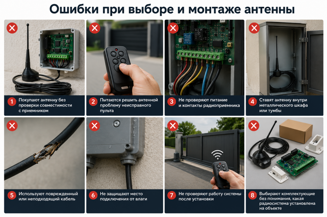 Ошибки при выборе и монтаже антенны Ошибки при выборе и монтаже антенны для автоматики ворот и шлагбаума