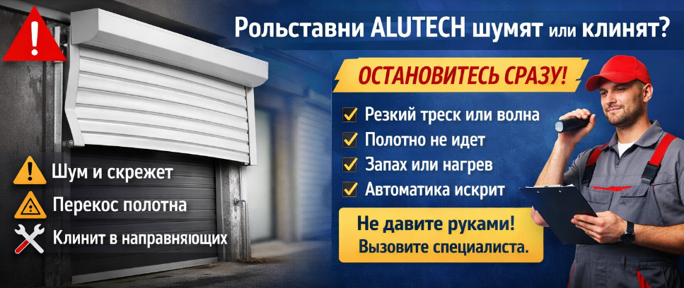 Сначала безопасность и здравый смысл (60 секунд) Рольставни ALUTECH шумят, клинят или перекосило - быстрый чек-лист: какие комплектующие виноваты и что менять