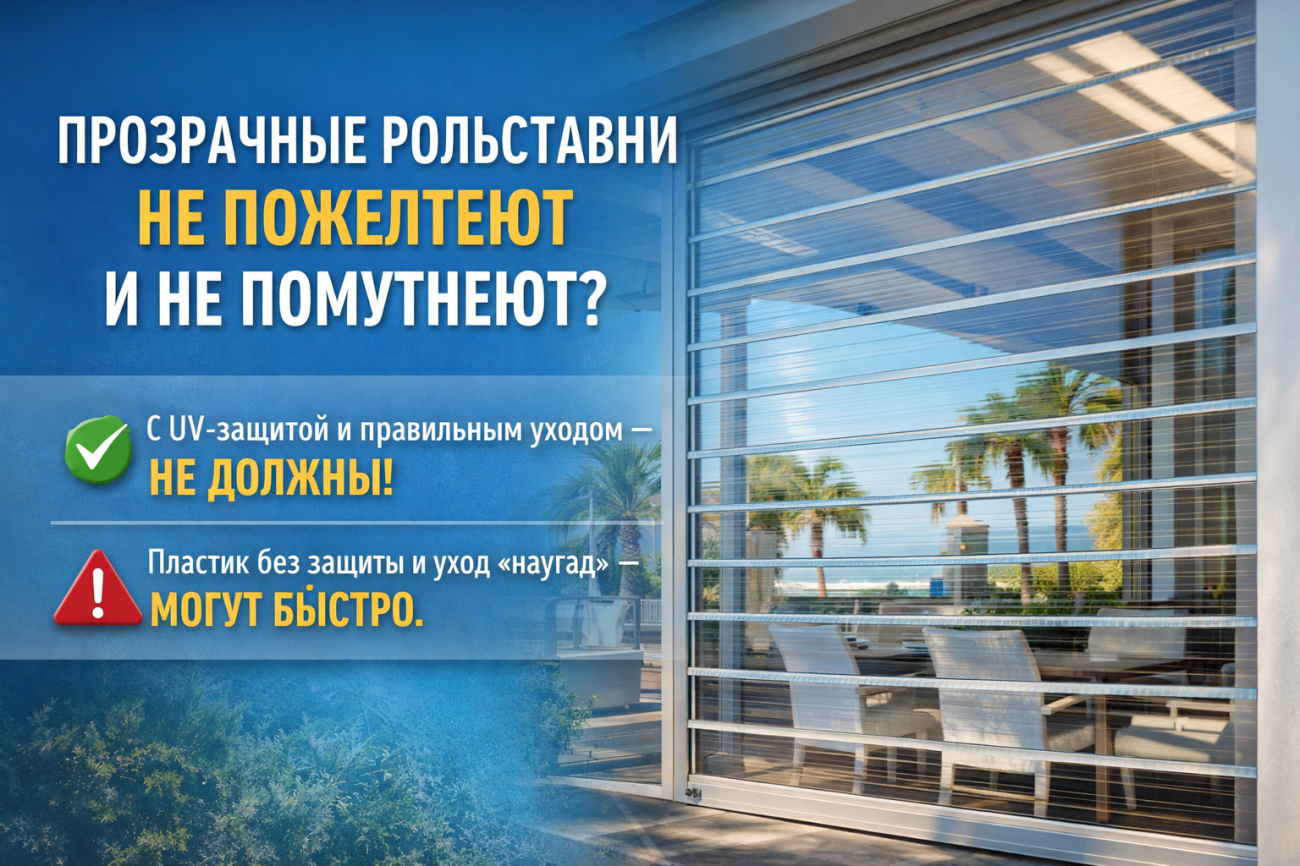 Прозрачные рольставни Прозрачные рольставни не пожелтеют и не помутнеют со временем на солнце?