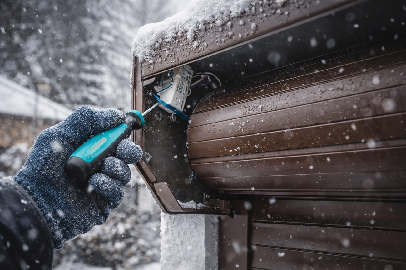 Регулировка рольставней после зимы - настройка привода и механизма Мастер корректирует настройки и устраняет перекос полотна, тугой ход и рывки, чтобы рольставни работали тихо и доходили до крайних положений.