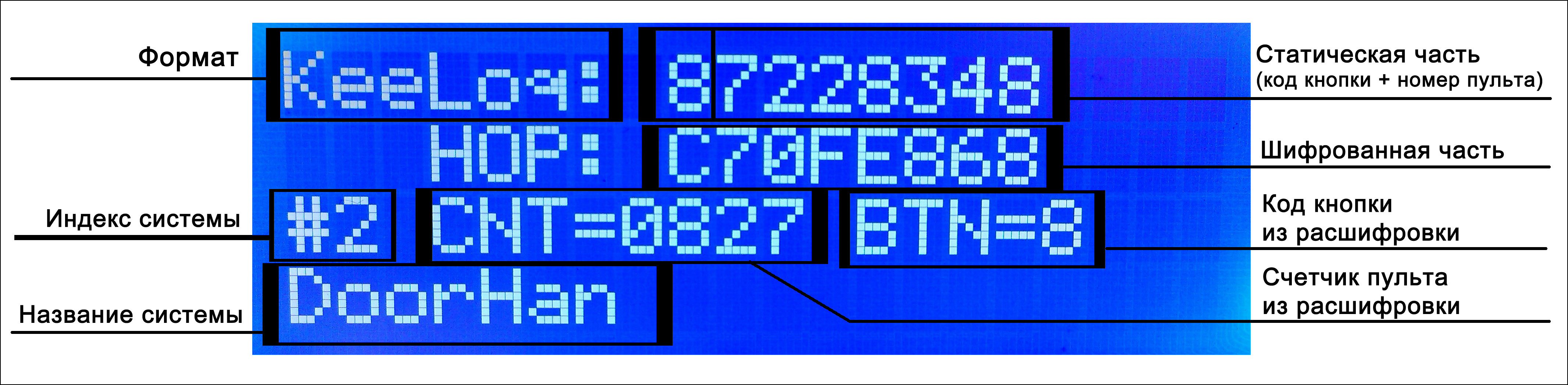 Пример отображения и расшифровки динамического радио-кода Пример отображения и расшифровки динамического радио-кода