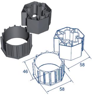 Габаритные размеры: Адаптер SOMFY 9707025 для октоганального вала Габаритные размеры: Адаптер SOMFY 9707025 для октоганального вала