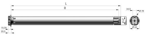 Габаритные размеры: Привод SOMFY OXIMO RTS 30/17 для рольставни Габаритные размеры: Привод SOMFY OXIMO RTS 30/17 для рольставни