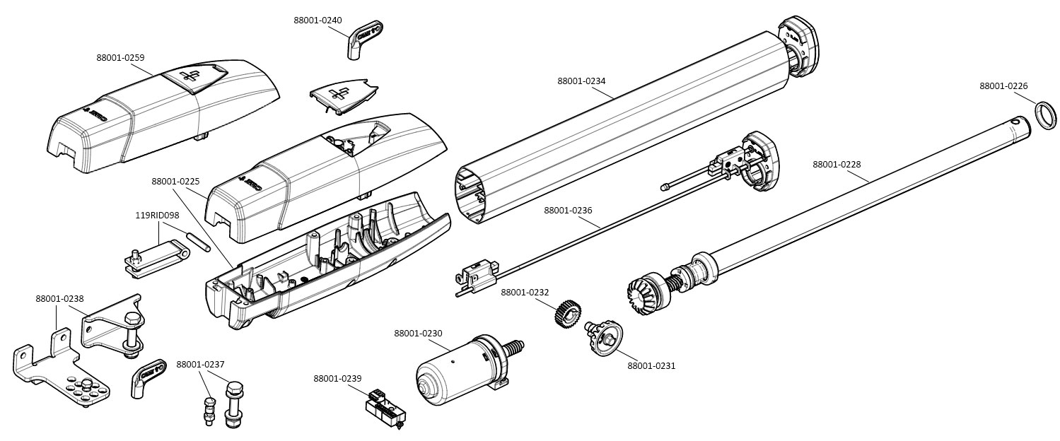 ATS50DGS - привод 24 В линейный Запчасти для привода CAME ATS50DGS