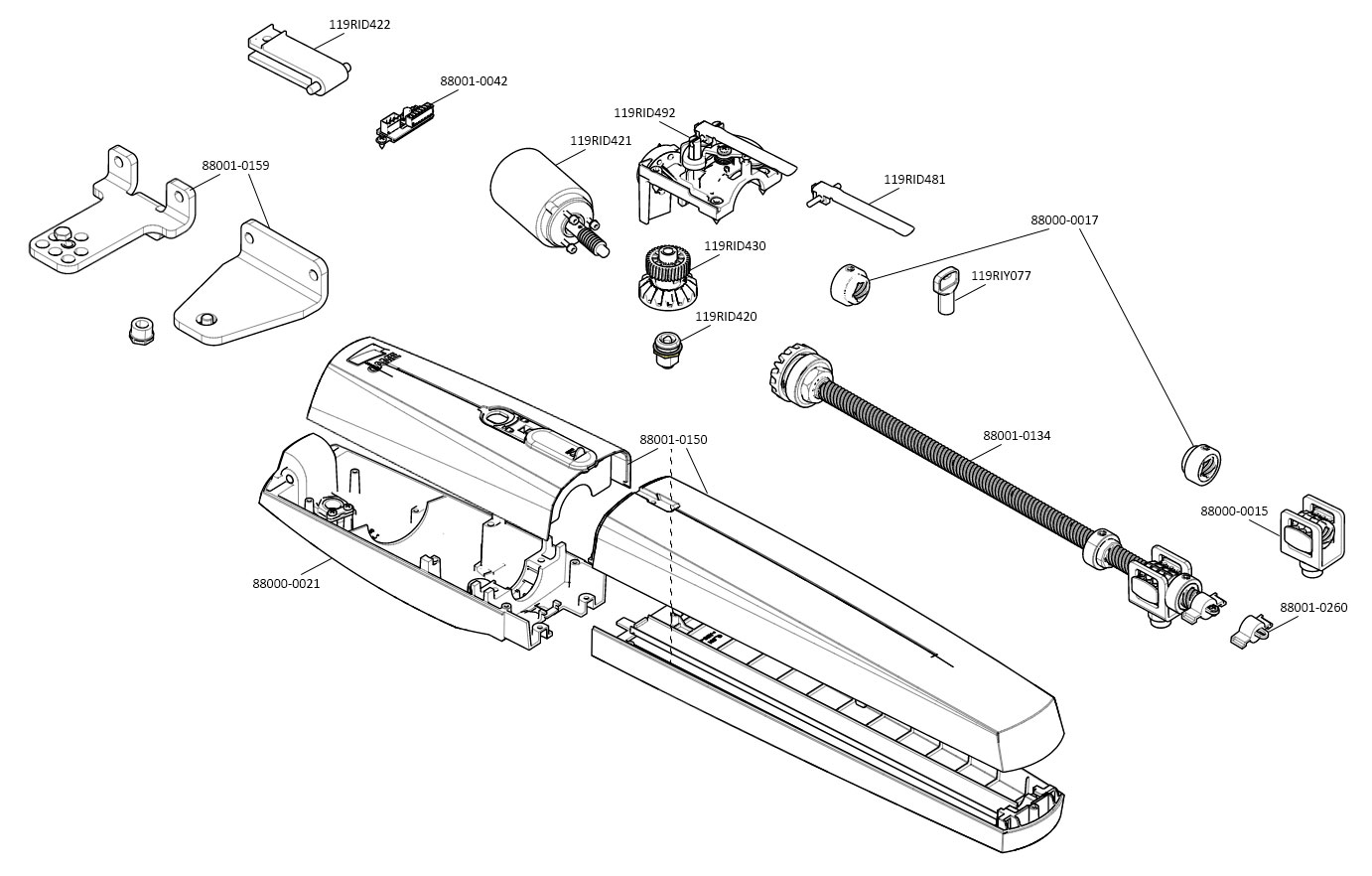 ATS50DGS - привод 24 В линейный Запчасти для привода CAME AXI