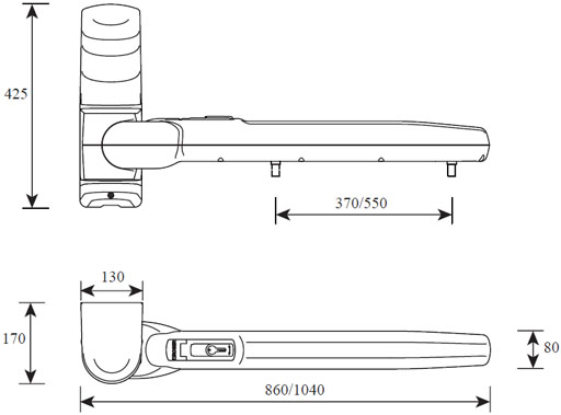 Привод ROGER H20/550 для распашных ворот Габаритные размеры Привод ROGER H20/550 для распашных ворот Габаритные размеры