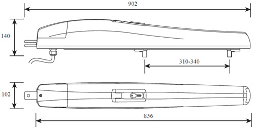 Привод ROGER M20/340 для распашных ворот Габаритные размеры Привод ROGER M20/340 для распашных ворот Габаритные размеры