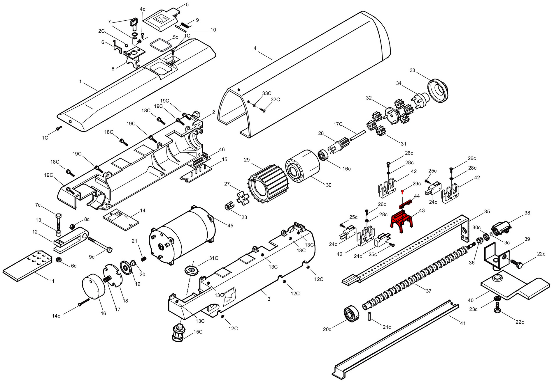 Запчасти привода A3024N / A5024N Схема привода A3024N / A5024N