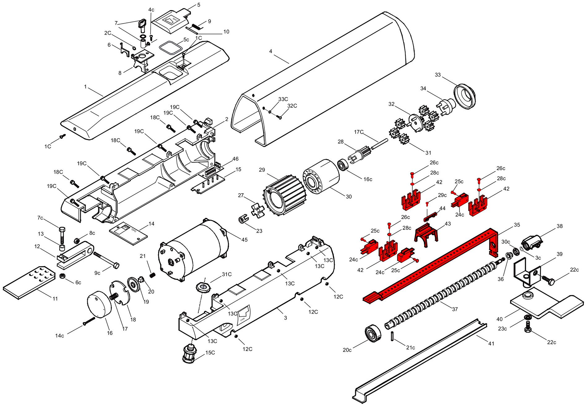Запчасти привода A3024N / A5024N Схема привода A3024N / A5024N