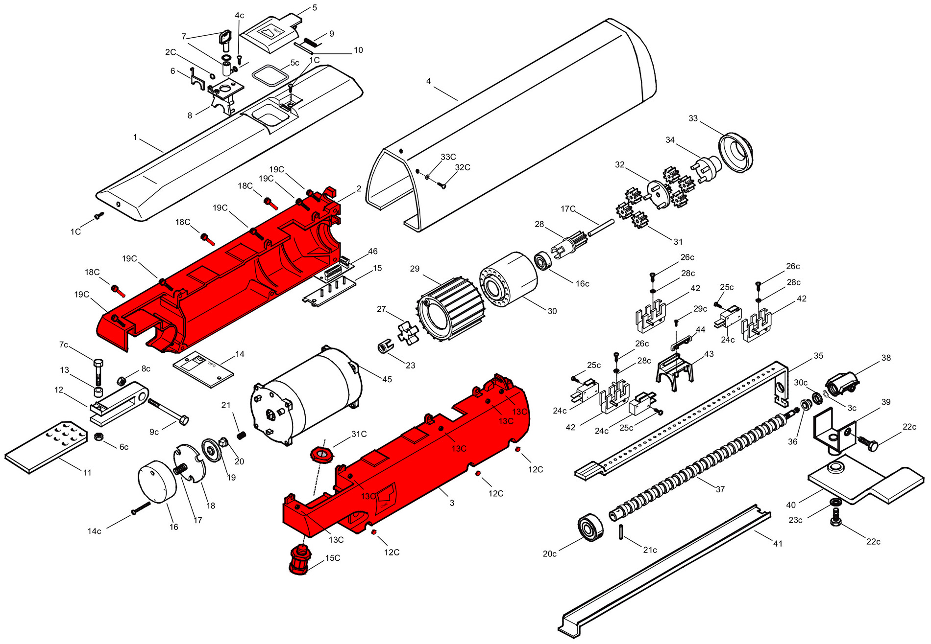 Запчасти привода A3024N / A5024N Схема привода A3024N / A5024N