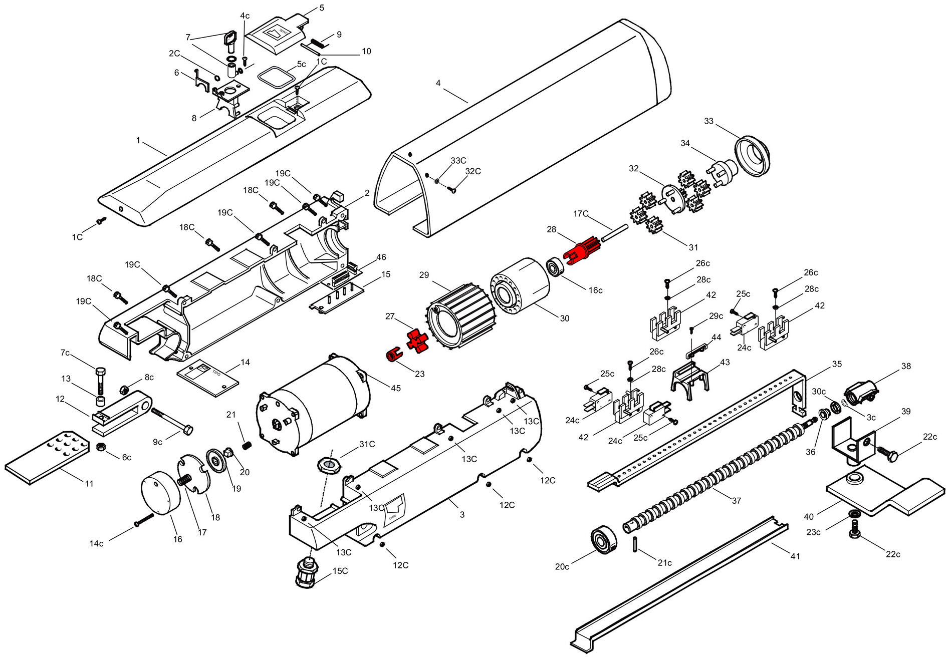 Запчасти привода A3024N / A5024N Крестовина CAME 119RID121 схема