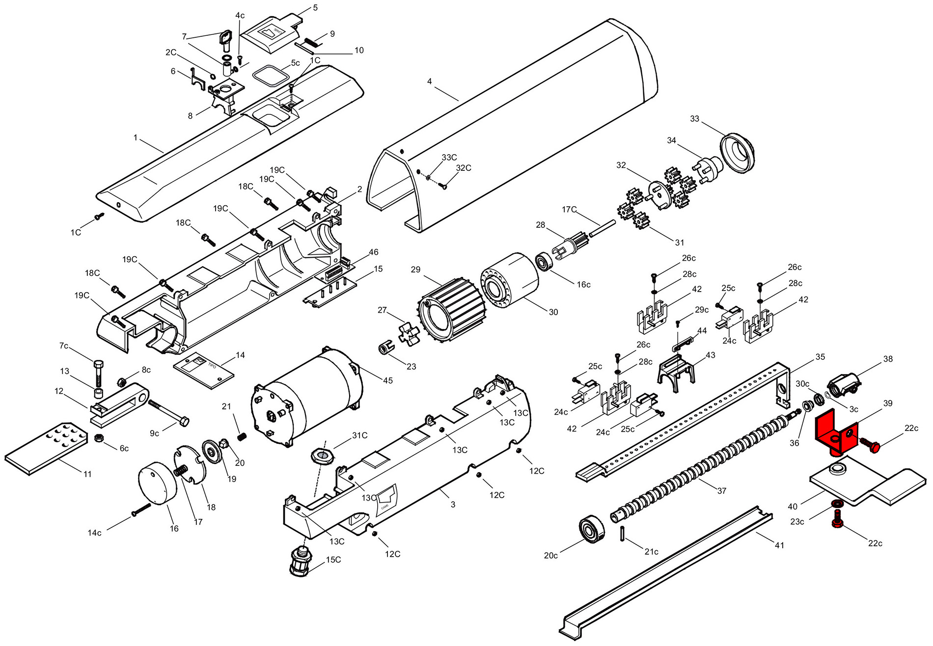 Запчасти привода A3024N / A5024N Схема привода A3024N / A5024N
