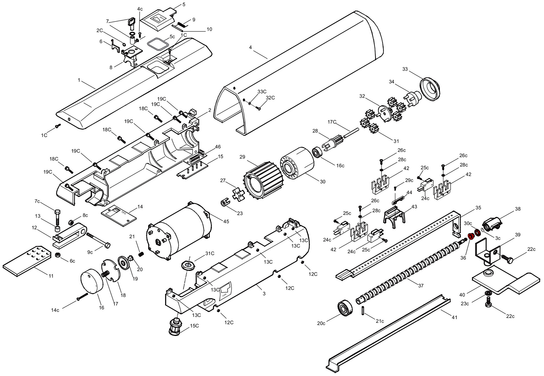 Запчасти привода A3024N / A5024N Схема привода A3024N / A5024N