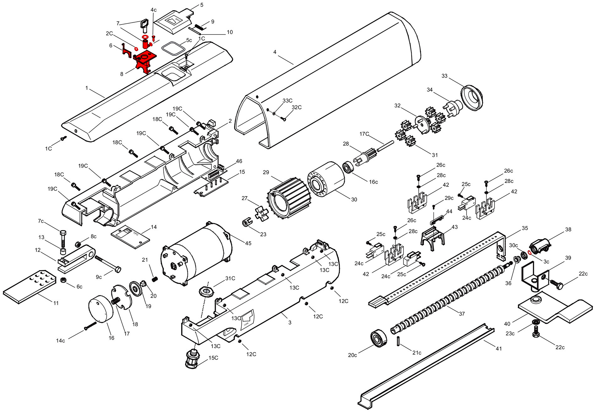 Запчасти привода A3024N / A5024N Схема привода A3024N / A5024N